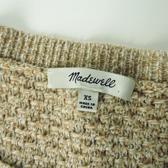 Madewell women's Landmark Texture Sweater Marled Umber zip sides top - Picture 5 of 6